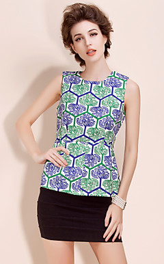 ts barokke stijl raster afdrukken mouwloze blouse shirt (meer kleuren)