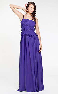 Sheath/ Column Spaghetti Straps Floor-length Chiffon Bridesmaid Dress