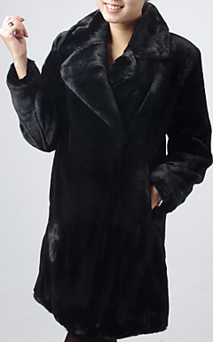Camiseta de manga larga de cuello de cobertura de noche / Carrera imitación Mink Fur Coat