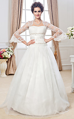 Ball Gown Sweetheart Floor-length Tulle Lace Wedding Dress