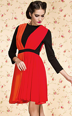 ts kontrastfarge strikk chiffon kjole