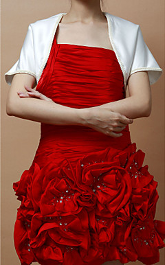 Short Sleeves Satin With Lace Special Occasion Jacket/ Wedding Wrap