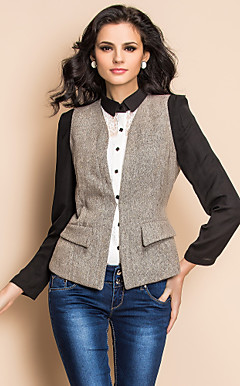 ts contrasterende kleur splicing vest stijl tweed jasje