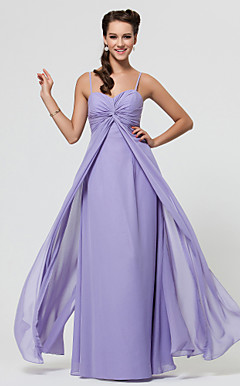 Sheath/Column Sweetheart Spaghetti Straps Floor-length Chiffon Bridesmaid Dress