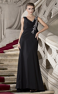 A-line V-neck Floor-length Chiffon Evening Dress