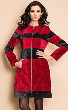 TS Contrast Color Round Neck Mid Coat