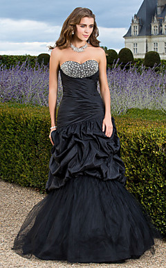Trumpet/ Mermaid Sweetheart Floor-length Taffeta And Tulle Evening Dress