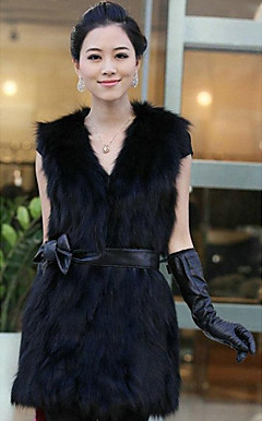 Chic Sleeveless Faux Fur Career/Party Vest