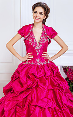 Excellent Short Sleeve Taffeta Wedding/Evening Jacket/Wrap With Embroidery (More Colors)