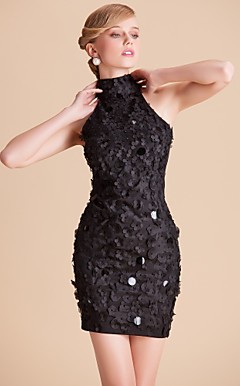 TS Halter Handmade 3D Floral Decor Bodycon Jersey Dress