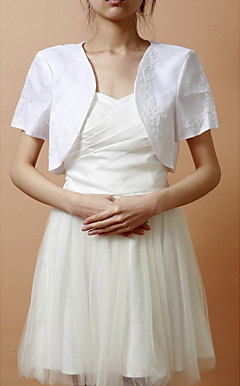 Short Sleeve Satin Evening/Wedding Wrap/Jacket With Sequins (More Colors)