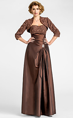 Sheath/Column Sweetheart Floor-length Taffeta And Lace Mother of the Bride Dress With A Wrap