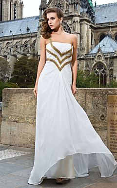 a-line/princess ene skulder feje / børste tog chiffon aften kjoler
