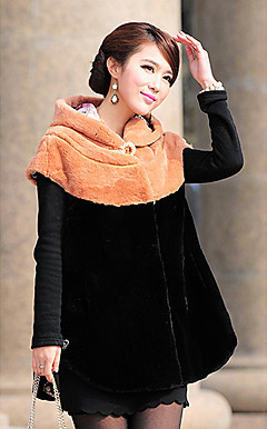 Manches courtes col capuche fourrure de lapin rex Casual / Parti Jacket (plus de couleurs)