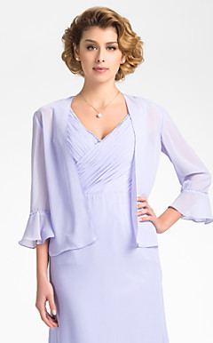 3/4 Bell Sleeve Chiffon Evening/Wedding Wrap/Jacket (More Colors)