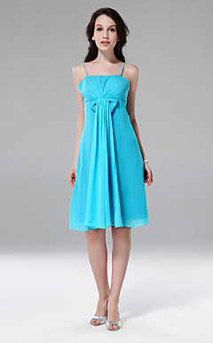 Sheath/ Column Spaghetti Straps Empire Knee-length Chiffon Bridesmaid Dress