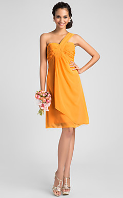A-line One Shoulder Knee-length Chiffon Bridesmaid Dress