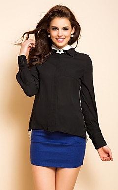 Removível TS Contrast Collar Cor Blusa