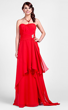 A-line Sweetheart gulvlange chiffon brudepige kjole