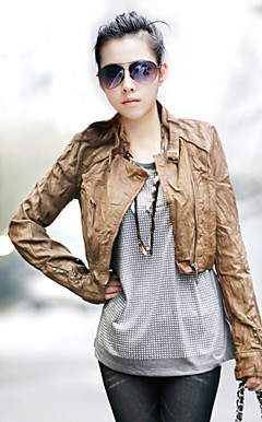 Belle manches longues Col PU permanent Casual / Parti Jacket