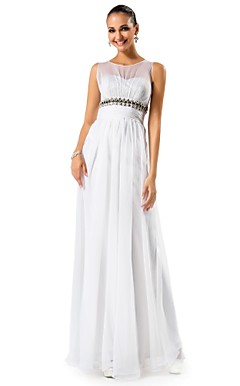 A-line/Princess juweel vloer-length chiffon avondjurk