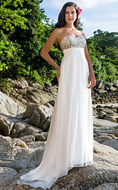 schede / column sweetheart vegen / borstelen trein chiffon jurk
