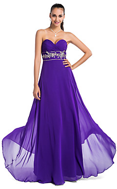 A-line/Princess Sweatheart Floor-length Chiffon Evening Dress