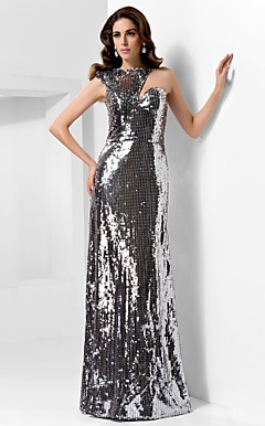 guaina / colonna di un piano di lunghezza abito da sera con paillettes spalla ispirato da Naomi Watts alla 85a oscar
