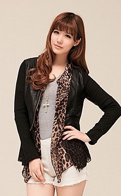 Long Sleeve Collarless PU/Chiffon Casual/Party Jacket(More Colors)