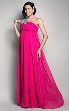 guaina / colonna una spalla piano di lunghezza chiffon abito da sera di maternità