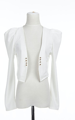 Cropped Cotton Jacket With Ruched Sleeves And Buttons (More Colors)