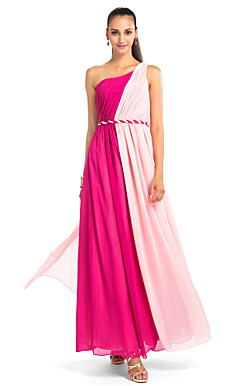 A-line/Princess ene skulder gulvlange chiffon aften kjole