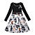  Printed Patterns Flower Decorations Pleated Long Sleeves Round Neckline Dress / Women's Dresses (FF-1801BF014-0736)