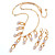  Fashion CZ And Brass With 18K Gold Plated Jewelry Set, Including Necklace, Earrings(0801-HY01205-18)