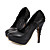  pu parte superior de couro de salto alto fechado-pés com sapatos em cadeia da moda (0987-d4664)