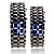  Black Metal Strip Digital Lava Style Iron Sport Couple Blue LED Faceless Wrist Watch