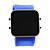  Silicone Band Women Men Unisex Jelly Sport Style Square Mirror LED Wrist Watch - Blue