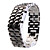  Black Metal Strip Digital Lava Style Iron Sport Couple Blue LED Faceless Wrist Watch