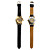  Mechanische Automatik Armbanduhr mit schwarzem Lederarmband und transparentem Ziffernblatt in Golden