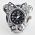  Frauen in Mode Legierung Ring analogen Uhr mit Schmetterling-förmige Gehäuse (silber)