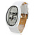  Unisex-pu analoge Quarz-Armbanduhr mit elliptischen Fall (weiß)