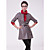  3/4 Sleeve Collarless Party/ Career Lambskin Leather Coat With Belt (More Colors)