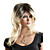 capless synthétique de haute qualité blonds de longueur moyenne et mode noir bouclés perruque