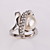  magnifique en or 18 carats grande perle anneau de mode de cristal