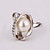  magnifique en or 18 carats grande perle anneau de mode de cristal