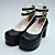  Black PU Leahter 8cm Platform Classic Lolita Shoes