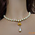  White Pearl and Golden Bow Princess Lolita Necklace