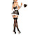  Black Sexy Sheer Chamber French Maid  Halloween Costume(3 Pieces)