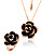  Gorgeous Rose 18K Gold smykker sett med Rhinestone Inkludert ring, halskjede (Flere farger)