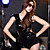  Sexy Girl Black Polyester Sexy Uniform(2 Pieces)